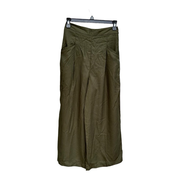 Zara Wide Leg Culotte Olive Colored Pants Size XS - Picture 2 of 7